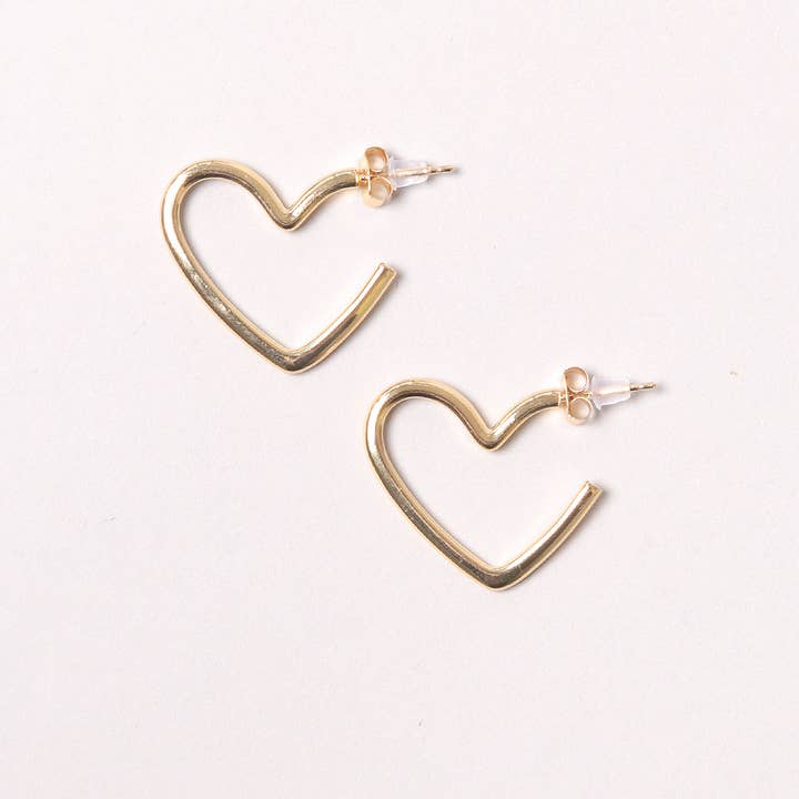 GOLD HEART 14K DIPPED HOOPS