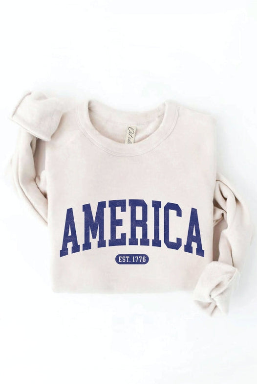 AMERICA EST. 1776 GRAPHIC CREW SWEATSHIRT
