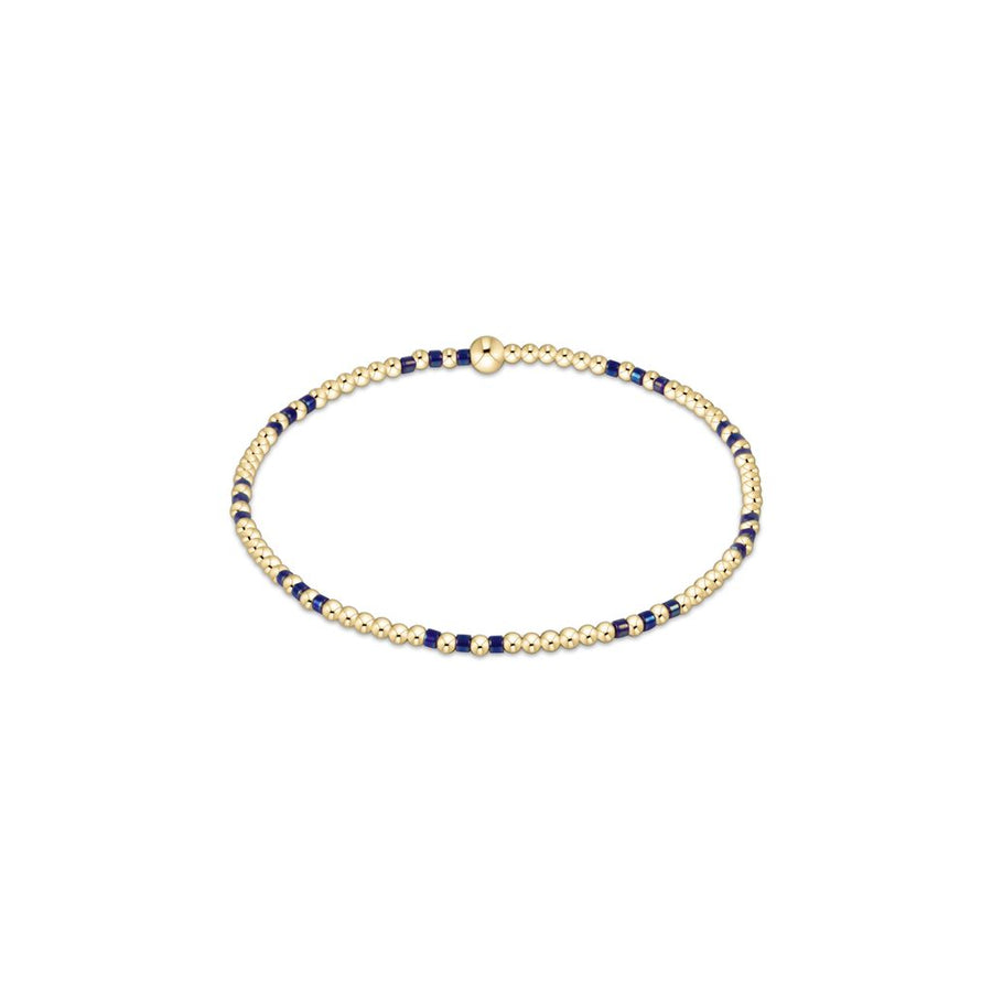 BLUE METALLIC HOPE JOY PATTERN 2MM BEAD BRACELET
