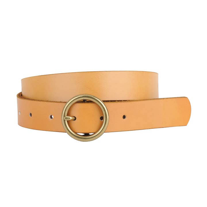 CAMEL & GOLD 1" LEATHER BELT
