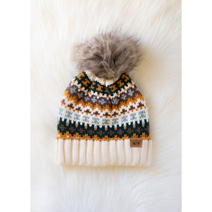 CREAM MULTI POM BEANIE HAT