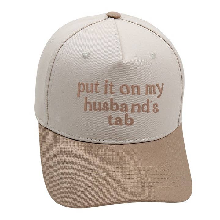 KHAKI & WHITE PUT IT ON MY HUSBAND'S TAB TRUCKER HAT