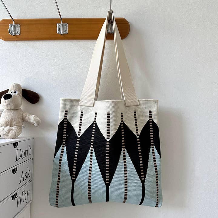 BLUE FROST MERRY KNIT TOTE BAG