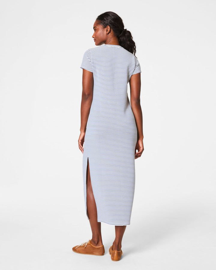 SPANX FADED INDIGO STRIPE AIRESSENTIALS MAXI DRESS