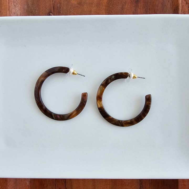 CAMY COFFEE SHIMMER HOOP EARRINGS
