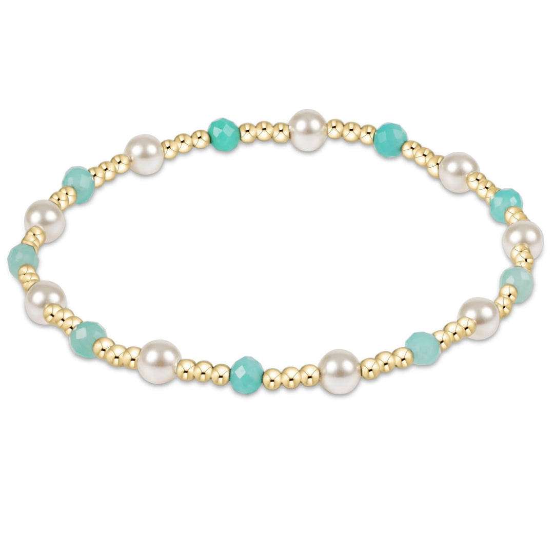 AMAZONITE & PEARL SINCERITY 4MM BEAD BRACELET