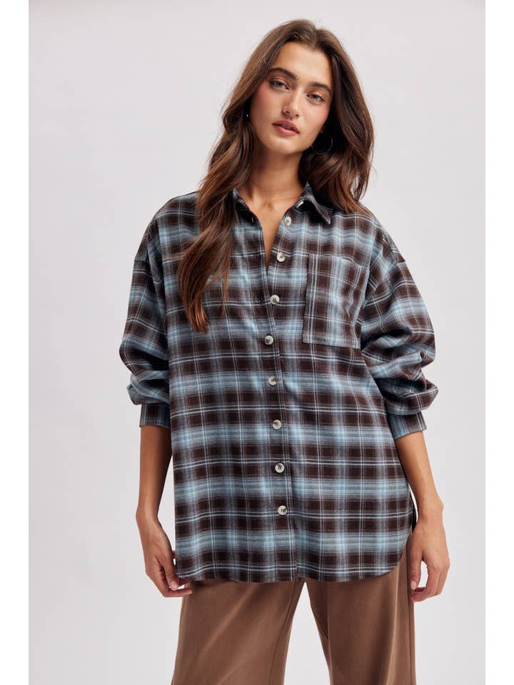 LEE CHOCOLATE PLAID RELAXED FIT SHIRT
