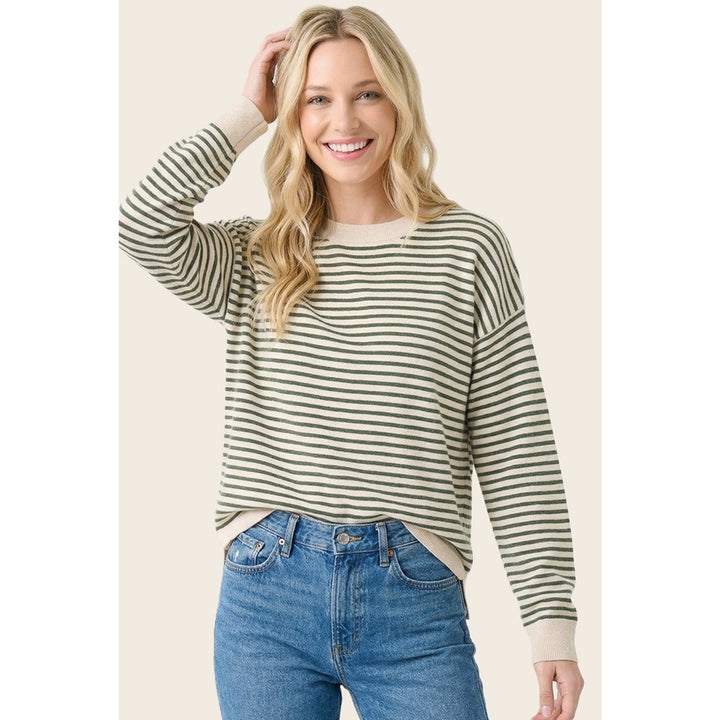 OLIVE & NATURAL STRIPE SWEATER