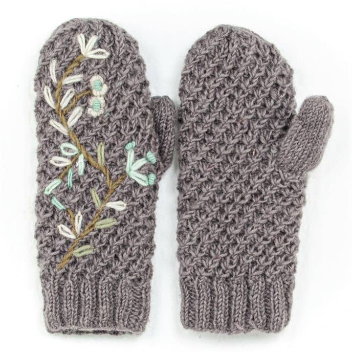 NaomI Grey Wool Knit Mittens