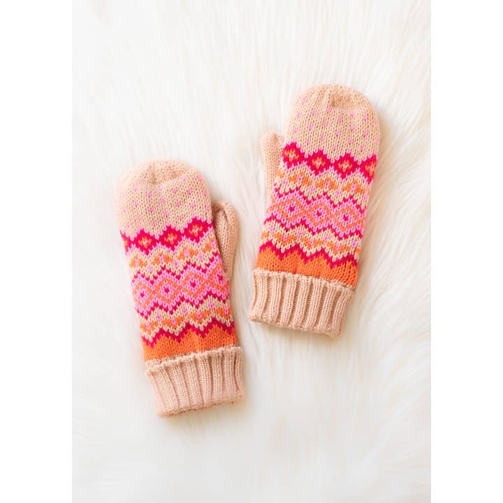 BLUSH, PINK & ORANGE FLEECE LINED MITTENS
