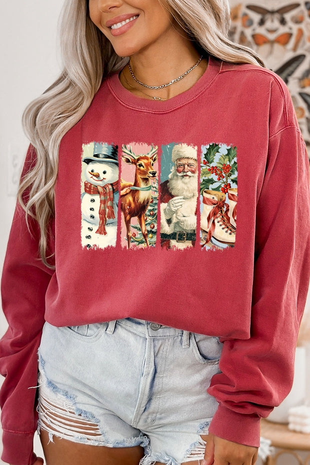 CRIMSON VINTAGE CHRISTMAS GRAPHIC CREW SWEATSIRT
