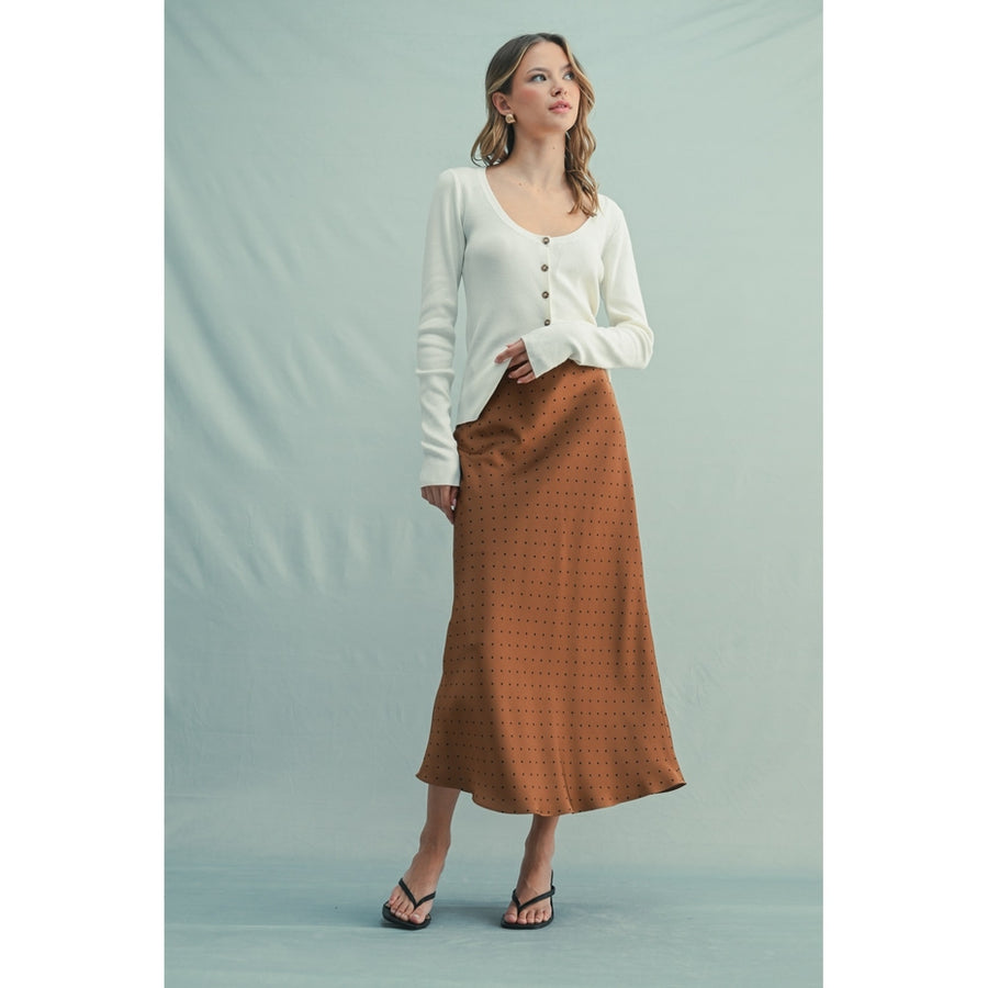 MOCHA POLKA DOT MIDI SKIRT
