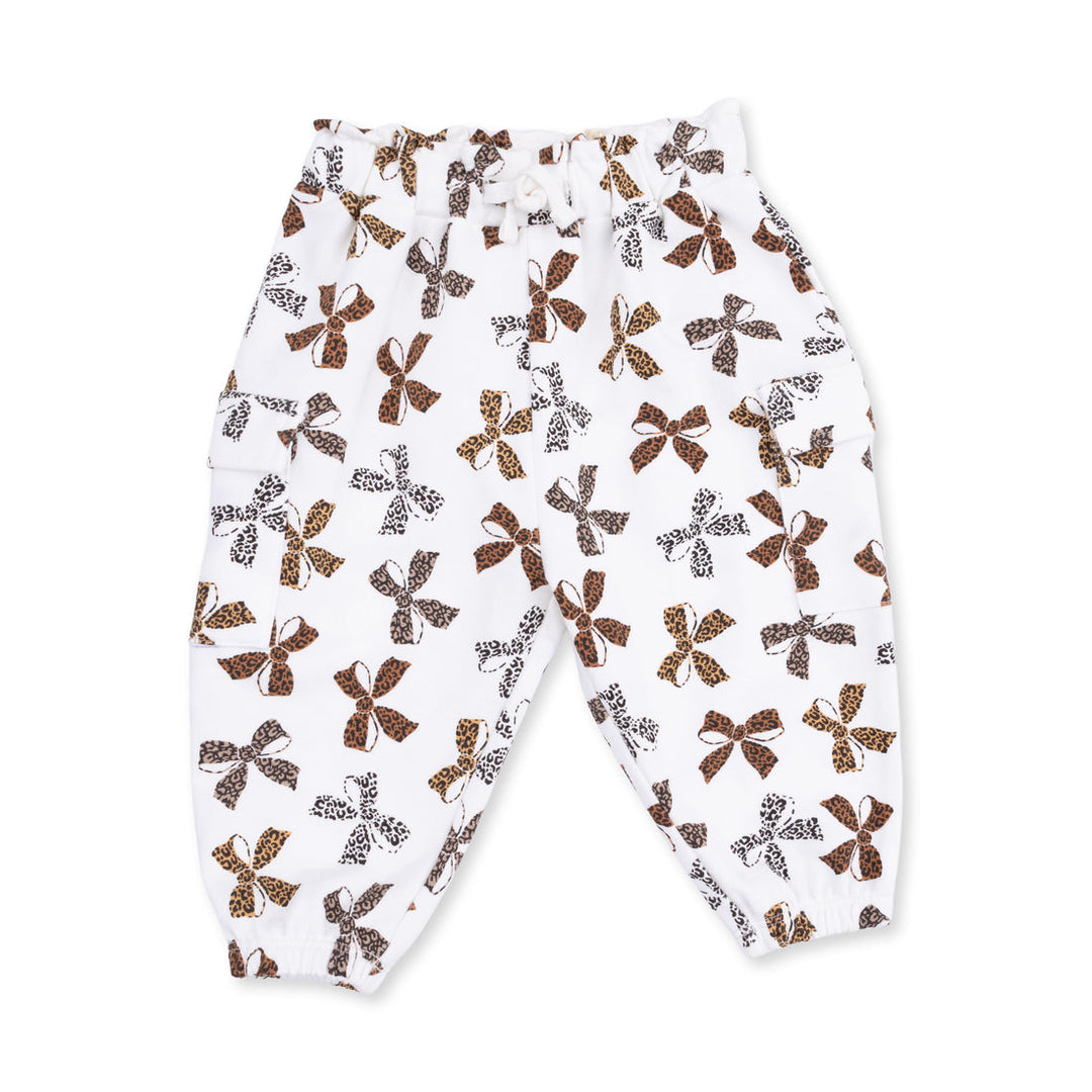 LEOPARD BOWS FRENCH TERRY CARGO PANTS