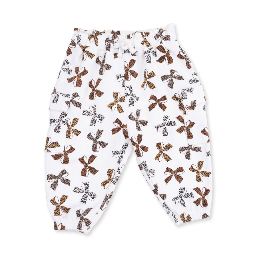 LEOPARD BOWS FRENCH TERRY CARGO PANTS
