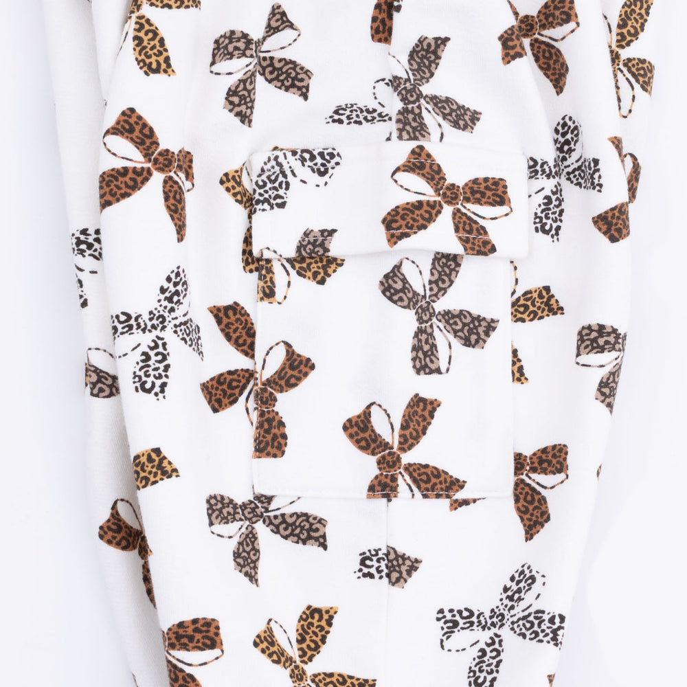 LEOPARD BOWS FRENCH TERRY CARGO PANTS
