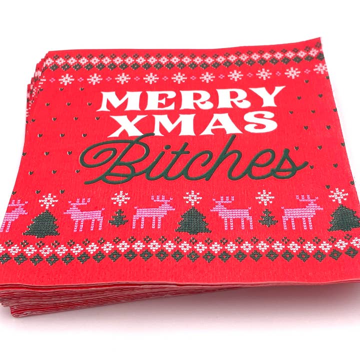 MERRY X-MAS B*TCHES HOLIDAY COCKTAIL NAPKINS