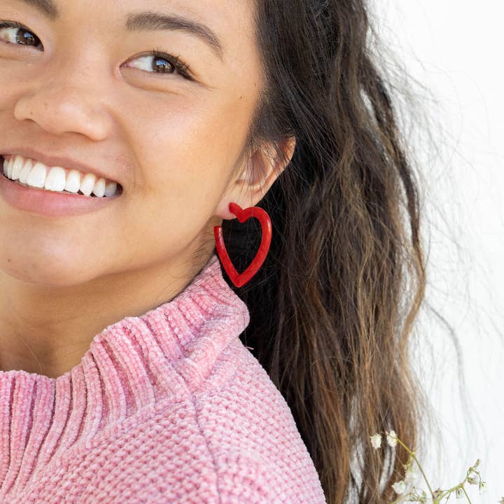 RED HEART HOOP EARRINGS