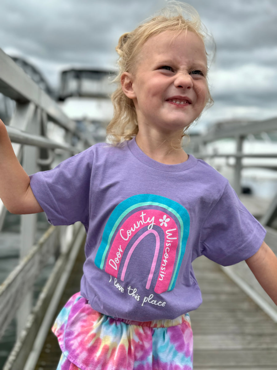 KIDS DOOR COUNTY RAINBOW LAVENDER TEE
