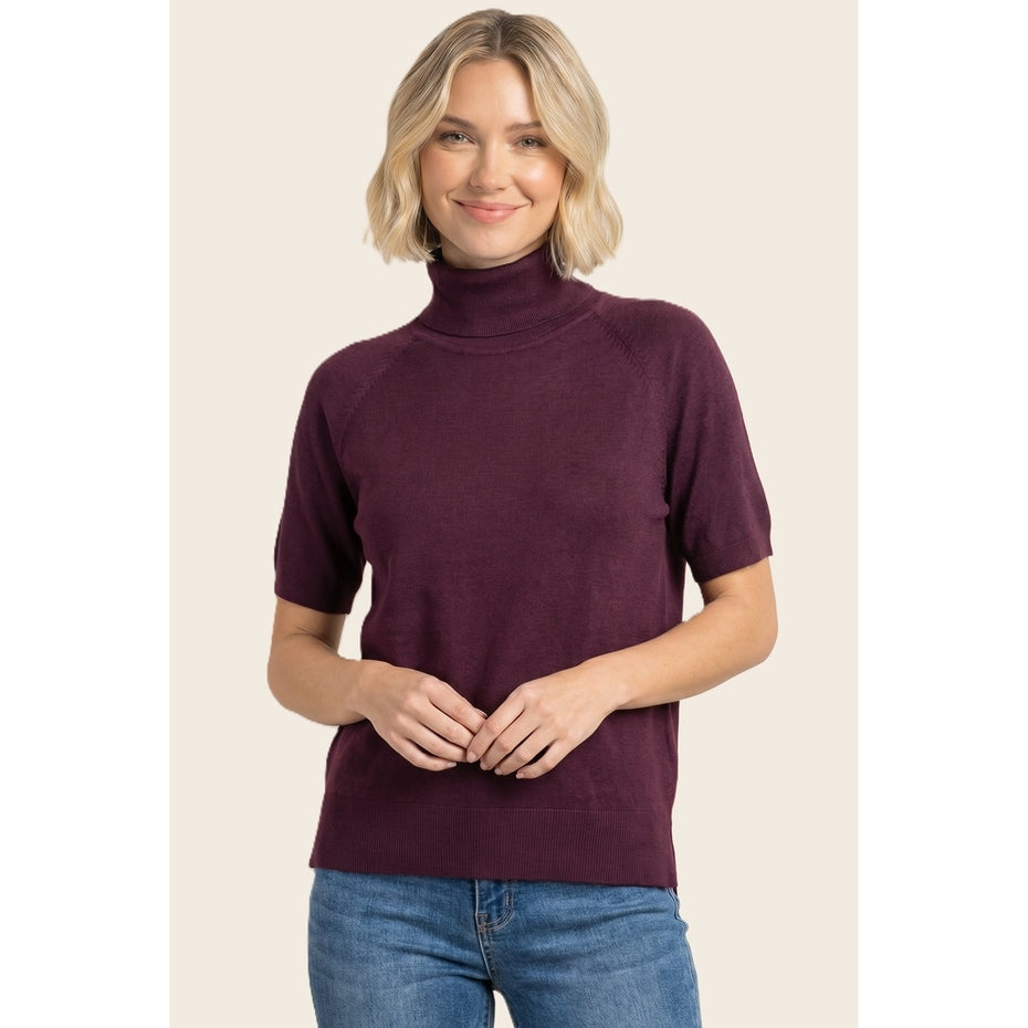 DARK PLUM SHORT SLEEVE TURTLENECK