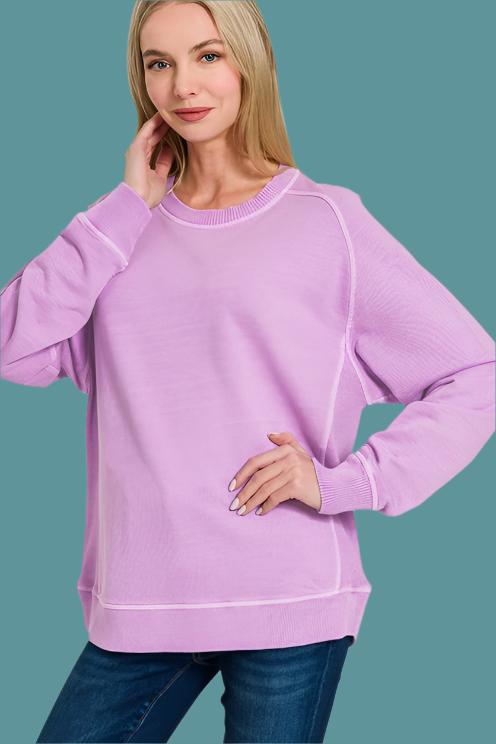 LAVENDER FRENCH TERRY PULLOVER CREW