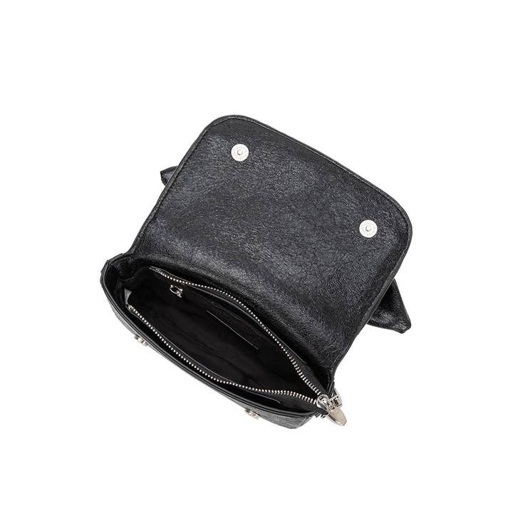 FAY BLACK KNOTTED BOW CROSSBODY CLUTCH