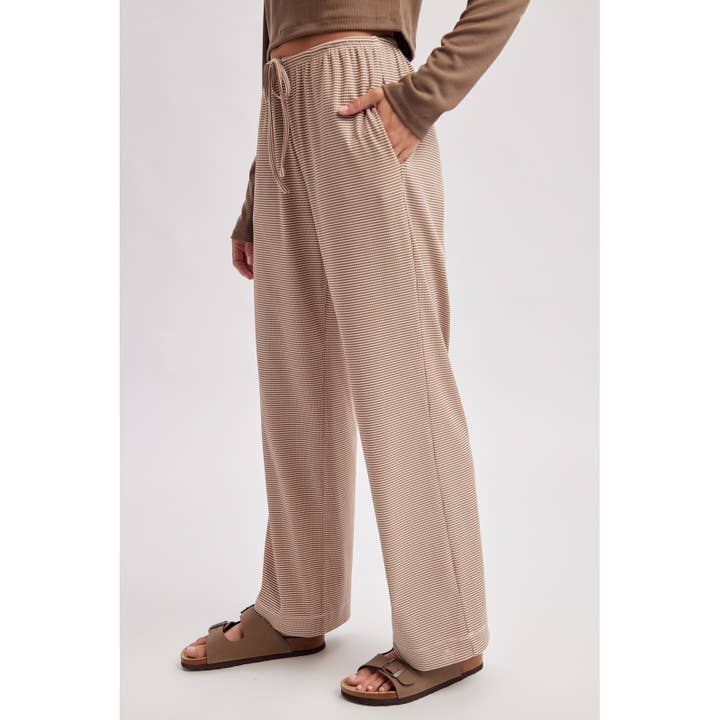MOCHA CREAM STRIPE LOUNGE PANTS
