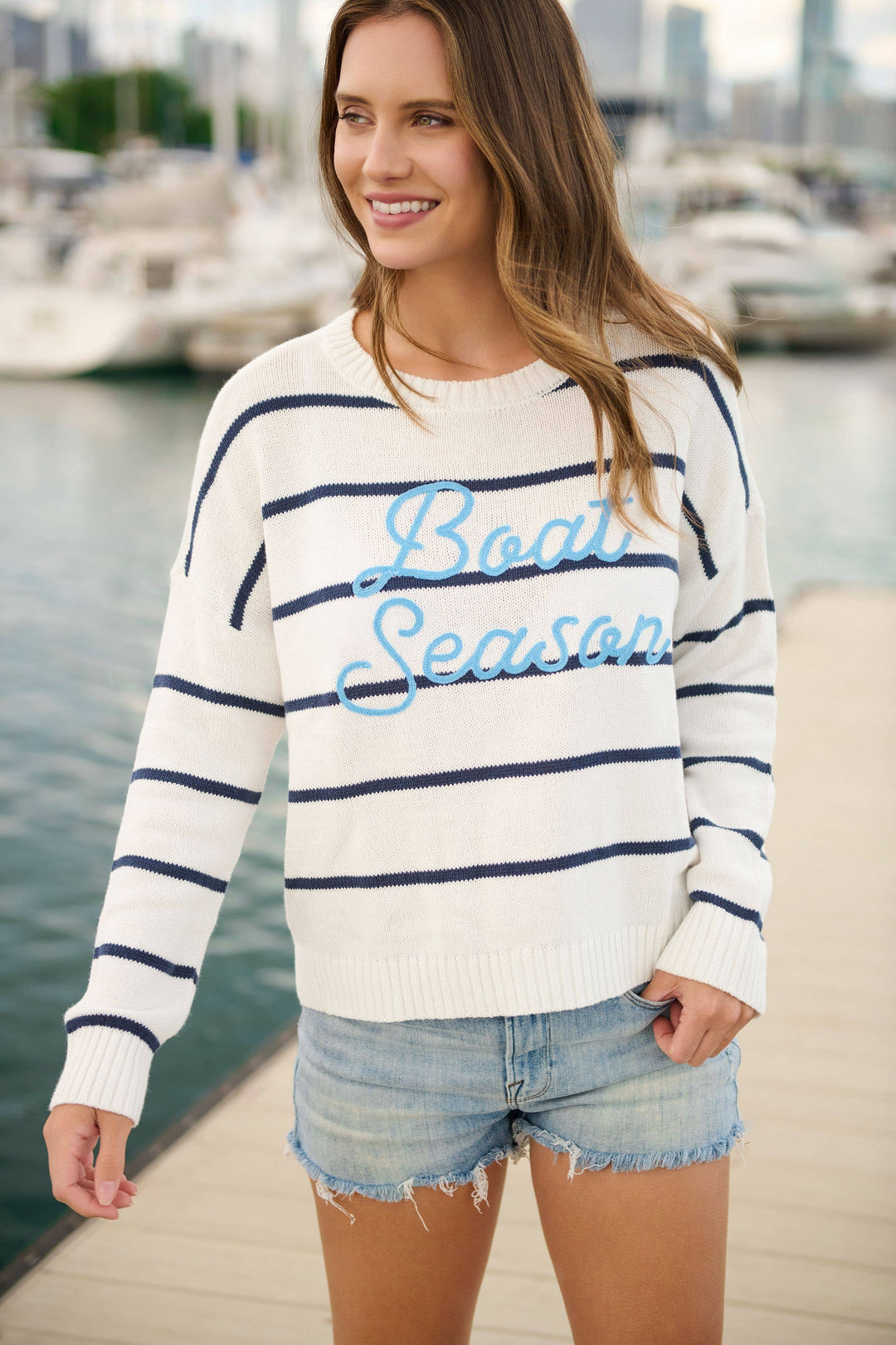 "BOAT SEASON" RELAXED FIT SWEATER