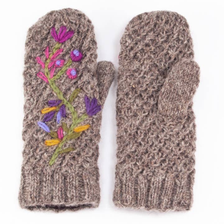 Naomi Medium Natural Wool Knit Mittens