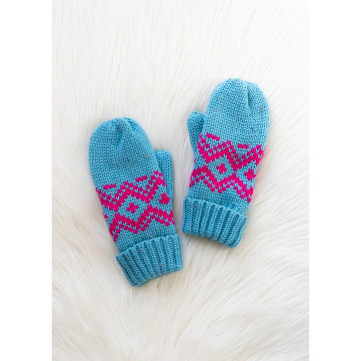 TURQUOISE & PINK MITTENS