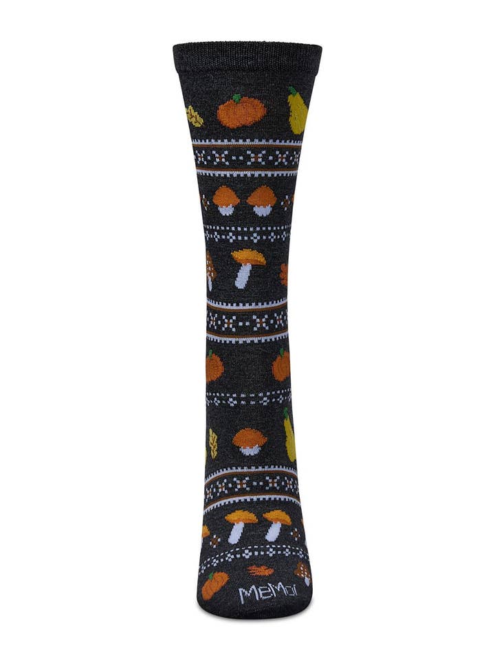 DARK GREY FALL HARVEST BAMBOO CREW SOCKS
