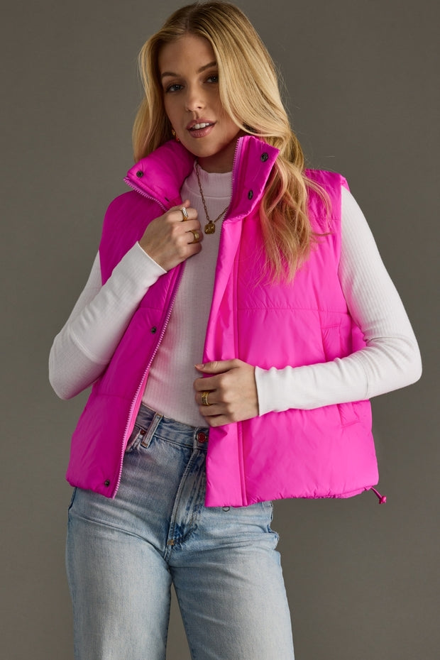 BRIGHT PINK PUFFER VEST