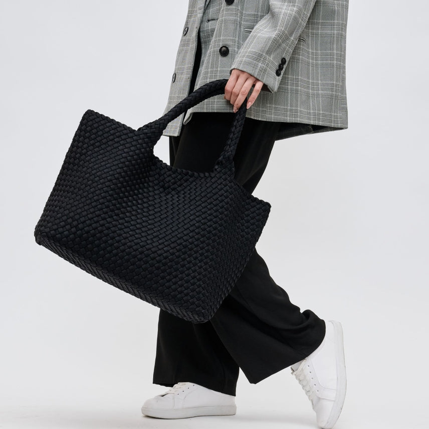 BLACK SKY'S THE LIMIT LARGE WOVEN TOTE BAG
