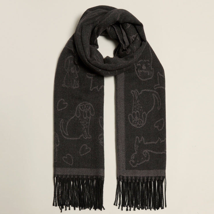 BLACK COZY PUPPY REVERSIBLE SCARF