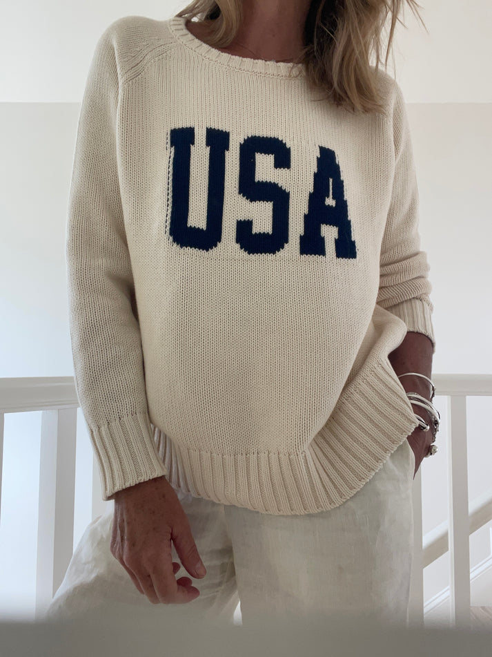 CREAM USA CAMPUS COTTON SWEATER