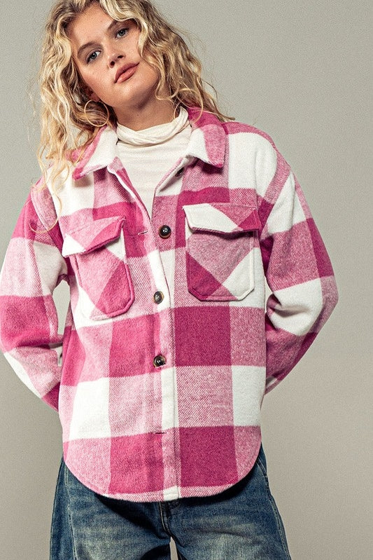 FOREVER FUCHSIA PLAID SHACKET