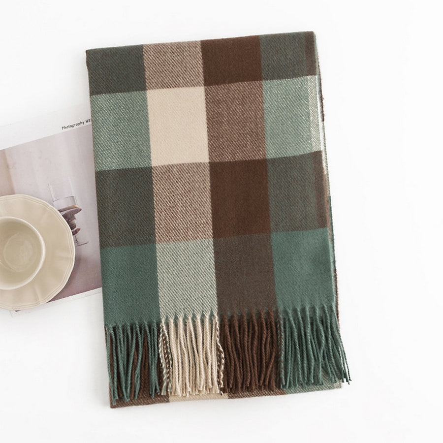 MOCHA SAGE CHECK SCARF
