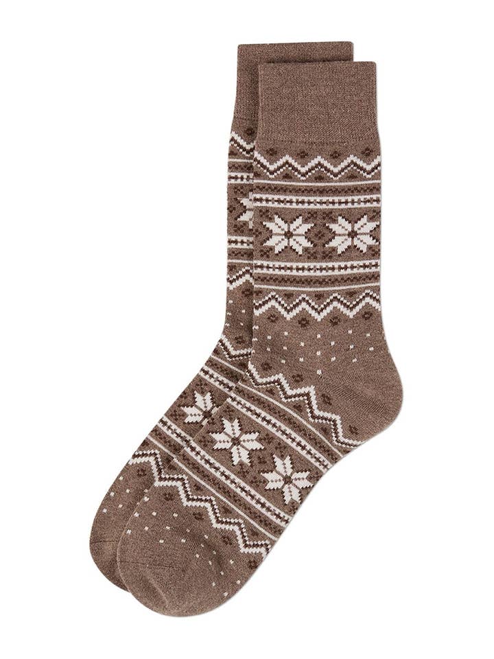 MEN'S HEMP SNOWFLAKE FAIRISLE CREW SOCKS