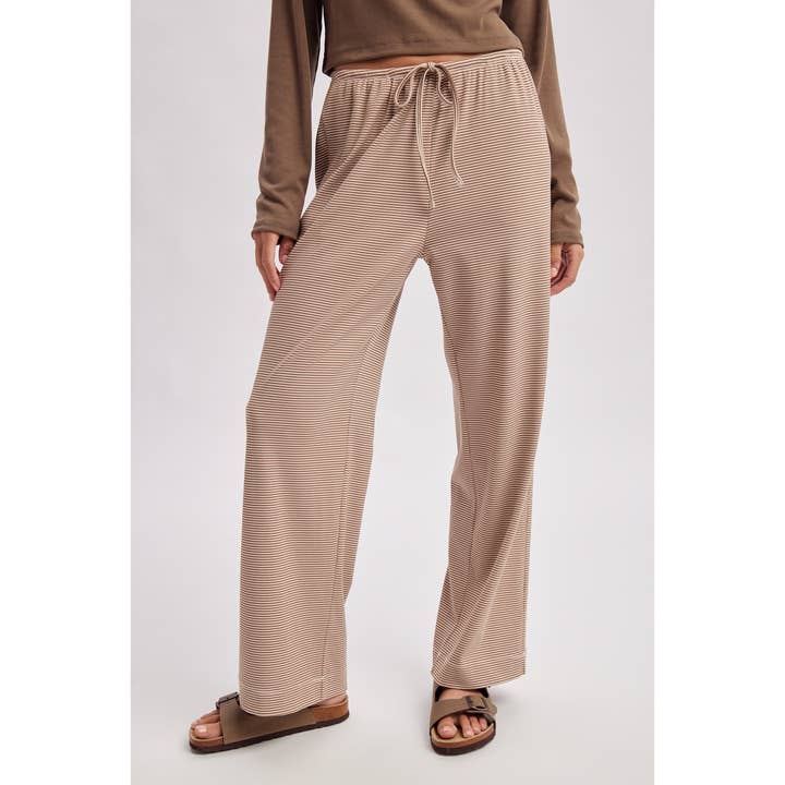 MOCHA CREAM STRIPE LOUNGE PANTS