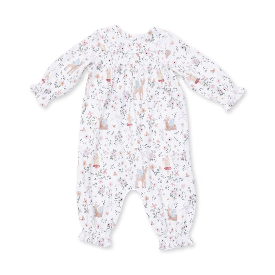 ENCHANTED WOODLAND SMOCKED LONG SLEEVE ROMPER