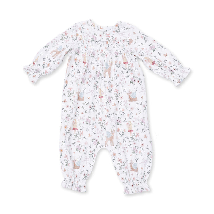 ENCHANTED WOODLAND SMOCKED LONG SLEEVE ROMPER