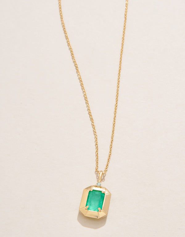 PETITE CHATEAU GOLD & OCEAN GREEN 17" NECKLACE