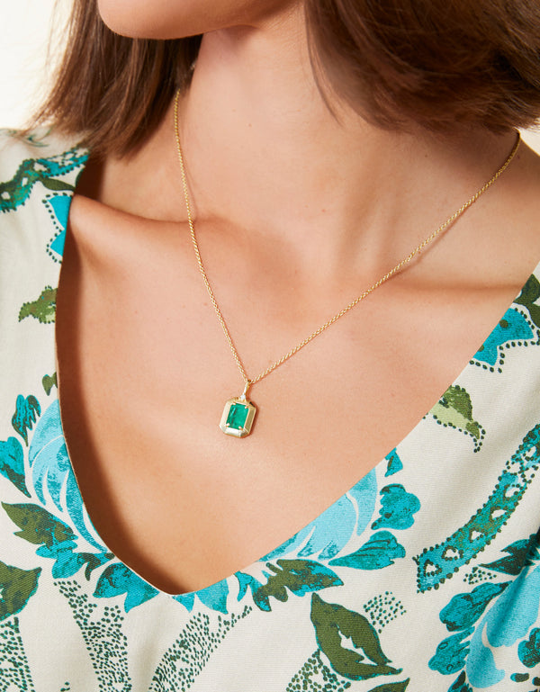 PETITE CHATEAU GOLD & OCEAN GREEN 17" NECKLACE