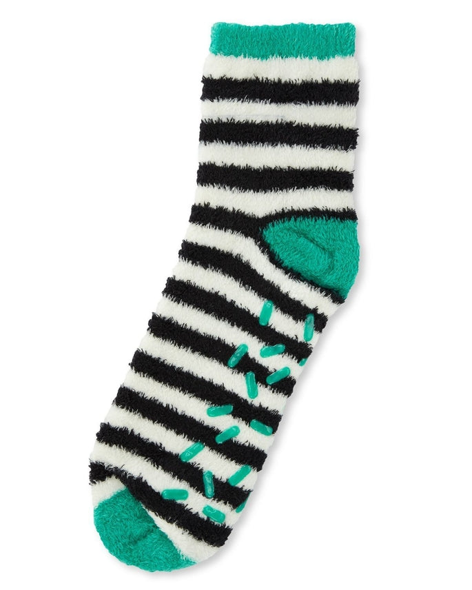 EMERALD STRIPE FUZZY ALOE INFUSED SOCKS
