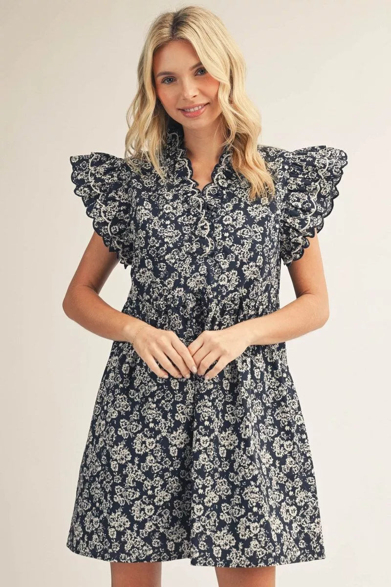 JENNIFER NAVY CAP SLEEVE DRESS
