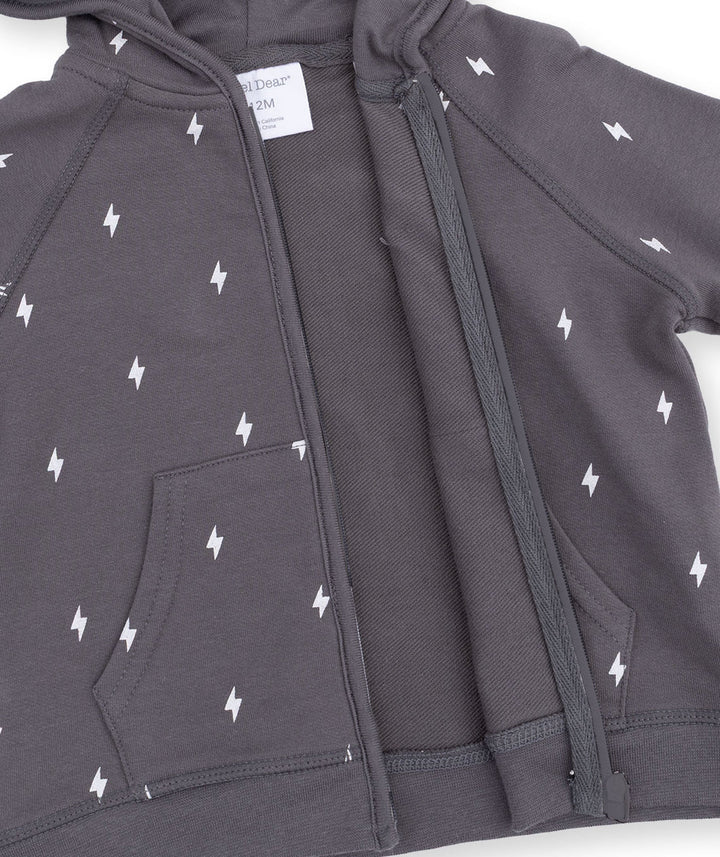 LIGHTNING BOLT FRENCH TERRY ZIP HOODIE