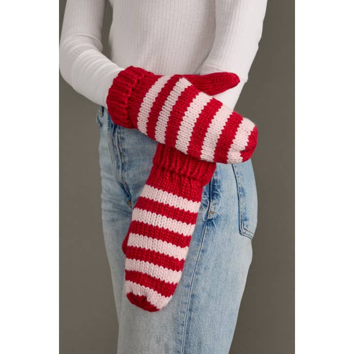 RED & PINK STRIPE MITTENS
