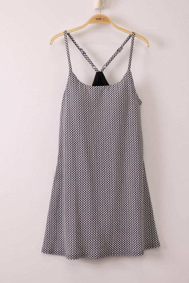 MELANIE BLACK TEXTURED CHECK ACTIVE DRESS