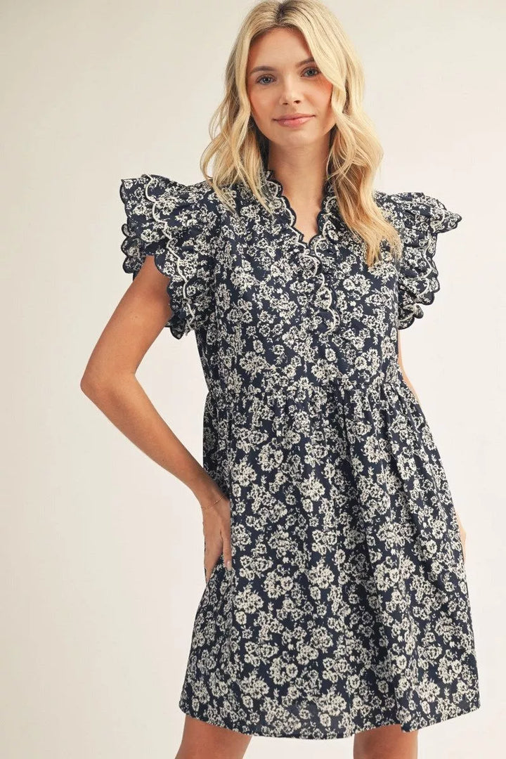 JENNIFER NAVY CAP SLEEVE DRESS