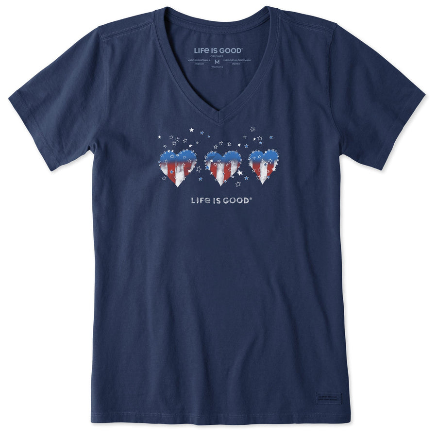 AMERICANA HEARTS STARS & STRIPES CRUSHER V-NECK
