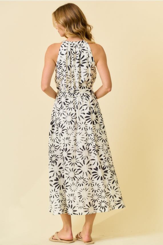 EMMIE FLORAL MIDI HALTER DRESS